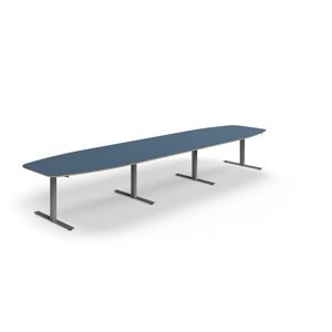 Rokovací stôl AUDREY, 4800x1200 mm, strieborný rám, šedomodrá