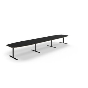 Rokovací stôl AUDREY, 5600x1200 mm, čierny rám, tmavošedá