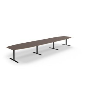 Rokovací stôl AUDREY, 5600x1200 mm, čierny rám, šedohnedá