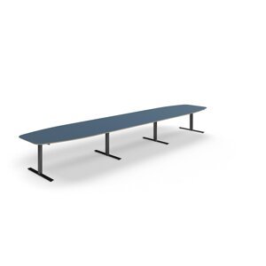 Rokovací stôl AUDREY, 5600x1200 mm, čierny rám, šedomodrá