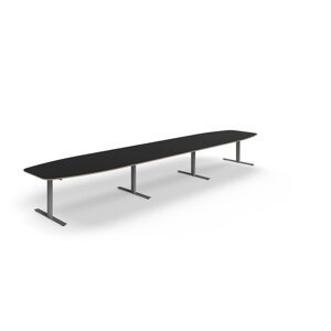 Rokovací stôl AUDREY, 5600x1200 mm, strieborný rám, tmavošedá