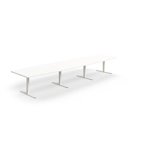 Rokovací stôl QBUS, oválny, 4800x1200 mm, T-rám, biely rám, biela