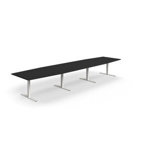 Rokovací stôl QBUS, oválny, 4800x1200 mm, T-rám, biely rám, čierna