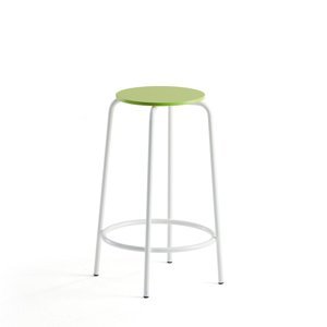 Barová stolička TIMMY, biely rám, zelený sedák, V 630 mm