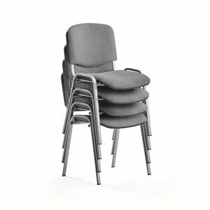 Konferenčná stolička NELSON, 4 ks, svetlošedá látka, strieborná