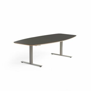 Rokovací stôl AUDREY, 2400x1200 mm, strieborný podstavec, tmavošedá doska