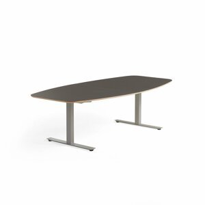 Rokovací stôl AUDREY, 2400x1200 mm, strieborný rám, šedohnedá doska