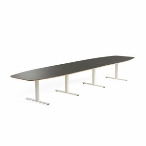 Rokovací stôl AUDREY, 4800x1200 mm, biely podstavec, tmavošedá doska