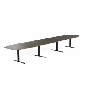 Rokovací stôl AUDREY, 5600x1200 mm, čierny rám, šedohnedá doska
