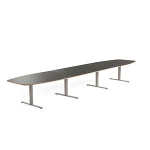 Rokovací stôl AUDREY, 5600x1200 mm, strieborný podstavec, tmavošedá doska
