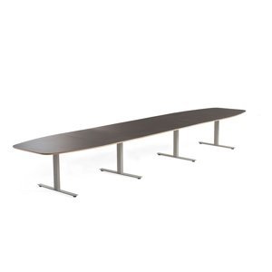 Rokovací stôl AUDREY, 5600x1200 mm, strieborný rám, šedohnedá doska