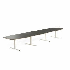 Rokovací stôl AUDREY, 5600x1200 mm, biely podstavec, tmavošedá doska
