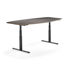 Nastaviteľný rokovací stôl AUDREY, 2400 mm, čierna, šedohnedá