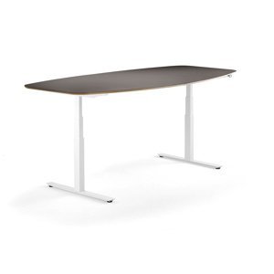Nastaviteľný rokovací stôl AUDREY, 2400 mm, biela, šedohnedá