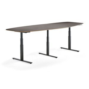 Nastaviteľný rokovací stôl AUDREY, 3200 mm, čierna, šedohnedá
