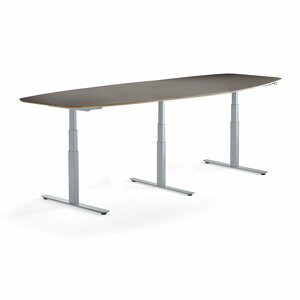 Nastaviteľný rokovací stôl AUDREY, 3200 mm, strieborná, šedohnedá