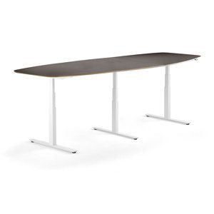 Nastaviteľný rokovací stôl AUDREY, 3200 mm, biela, šedohnedá