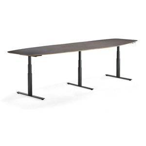 Nastaviteľný rokovací stôl AUDREY, 4000 mm, čierna, šedohnedá
