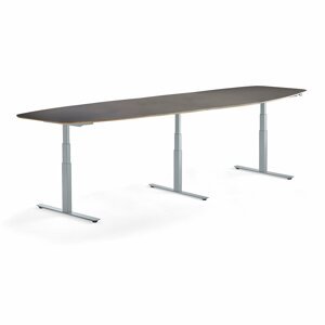 Nastaviteľný rokovací stôl AUDREY, 4000 mm, strieborná, šedohnedá