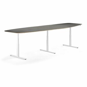 Výškovo nastaviteľný rokovací stôl AUDREY, 4000 x 1200 mm, biela/tmavošedá
