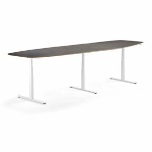 Nastaviteľný rokovací stôl AUDREY, 4000 mm, biela, šedohnedá