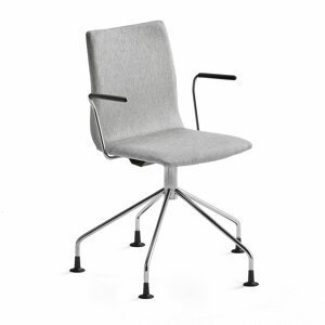 Konferenčná stolička OTTAWA, štýlová podnož + opierky rúk, strieborná/chróm