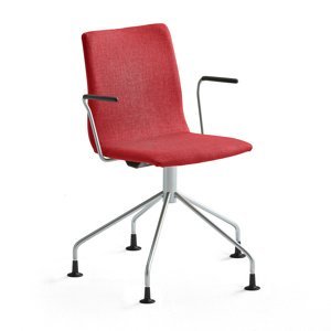 Konferenčná stolička OTTAWA, s opierkami rúk, pavúčia podnož, červená, šedá