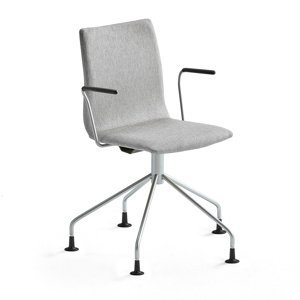 Konferenčná stolička OTTAWA, štýlová podnož + opierky rúk, strieborná/šedá