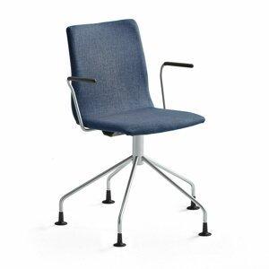 Konferenčná stolička OTTAWA, štýlová podnož + opierky rúk, modrá/šedá