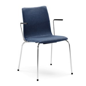 Konferenčná stolička OTTAWA, s opierkami rúk, modrá/chróm