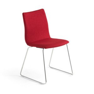 Konferenčná stolička OTTAWA, s kĺzavou základňou, červená tkanina, chróm