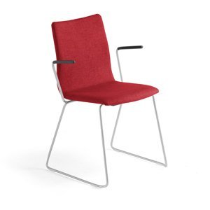 Konferenčná stolička OTTAWA, s kĺzavou základňou a opierkami rúk, červená
