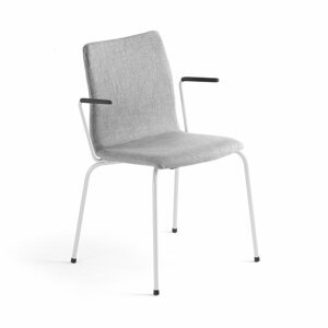 Konferenčná stolička OTTAWA, s opierkami rúk, strieborná/biela