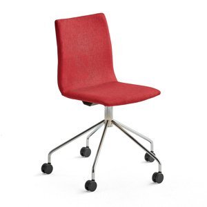 Konferenčná stolička OTTAWA, s kolieskami, červená, chróm
