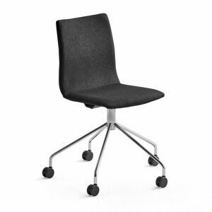Konferenčná stolička OTTAWA, s kolieskami, čierna, chróm