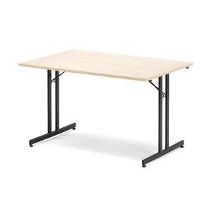 Skladací rokovací stôl EMILY, 1200x800 mm, brezový laminát/čierna
