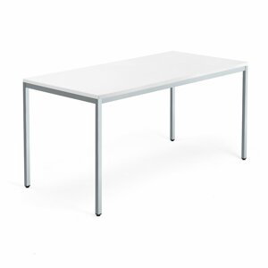 Stôl MODULUS, 1600x800 mm, strieborná konštrukcia, biely