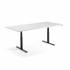 Rokovací výškovo nastaviteľný stôl MODULUS, 2400x1200 mm, čierna/biela
