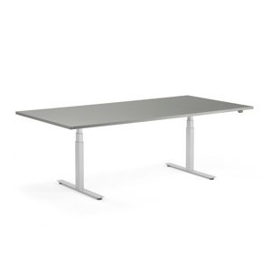 Nastaviteľný rokovací stôl MODULUS, 2400x1200 mm, strieborná, svetlošedá