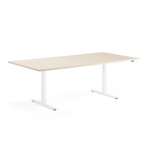 Rokovací výškovo nastaviteľný stôl MODULUS, 2400x1200 mm, biela/breza