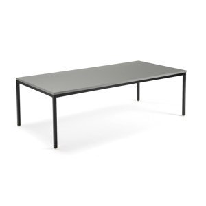 Rokovací stôl MODULUS, 2400x1200 mm, klasická podnož, čierna, svetlošedá