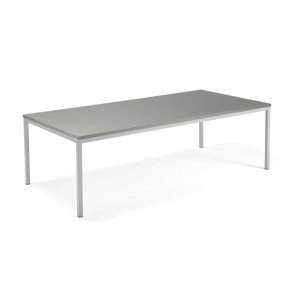 Rokovací stôl MODULUS, 2400x1200 mm, klasická podnož, strieborná, svetlošedá
