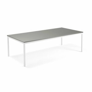 Rokovací stôl MODULUS, 2400x1200 mm, klasická podnož, biela, svetlošedá