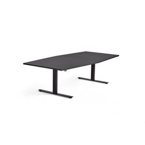 Výškovo nastaviteľný rokovací stôl MODULUS, 2400x1200 mm, čierna, čierna