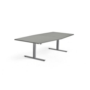 Nastaviteľný rokovací stôl MODULUS, 2400x1200 mm, strieborná, svetlošedá