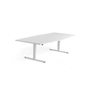 Výškovo nastaviteľný rokovací stôl MODULUS, 2400x1200 mm, biela, biela