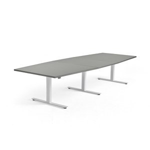 Nastaviteľný rokovací stôl MODULUS, 3200x1200 mm, biela, svetlošedá