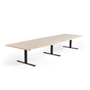 Výškovo nastaviteľný rokovací stôl MODULUS, 4000x1200 mm, čierna, breza
