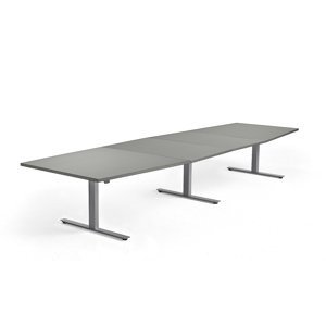Nastaviteľný rokovací stôl MODULUS, 4000x1200 mm, strieborná, svetlošedá