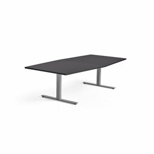 Rokovací stôl MODULUS, 2400x1200 mm, T-rám, strieborná, čierna
